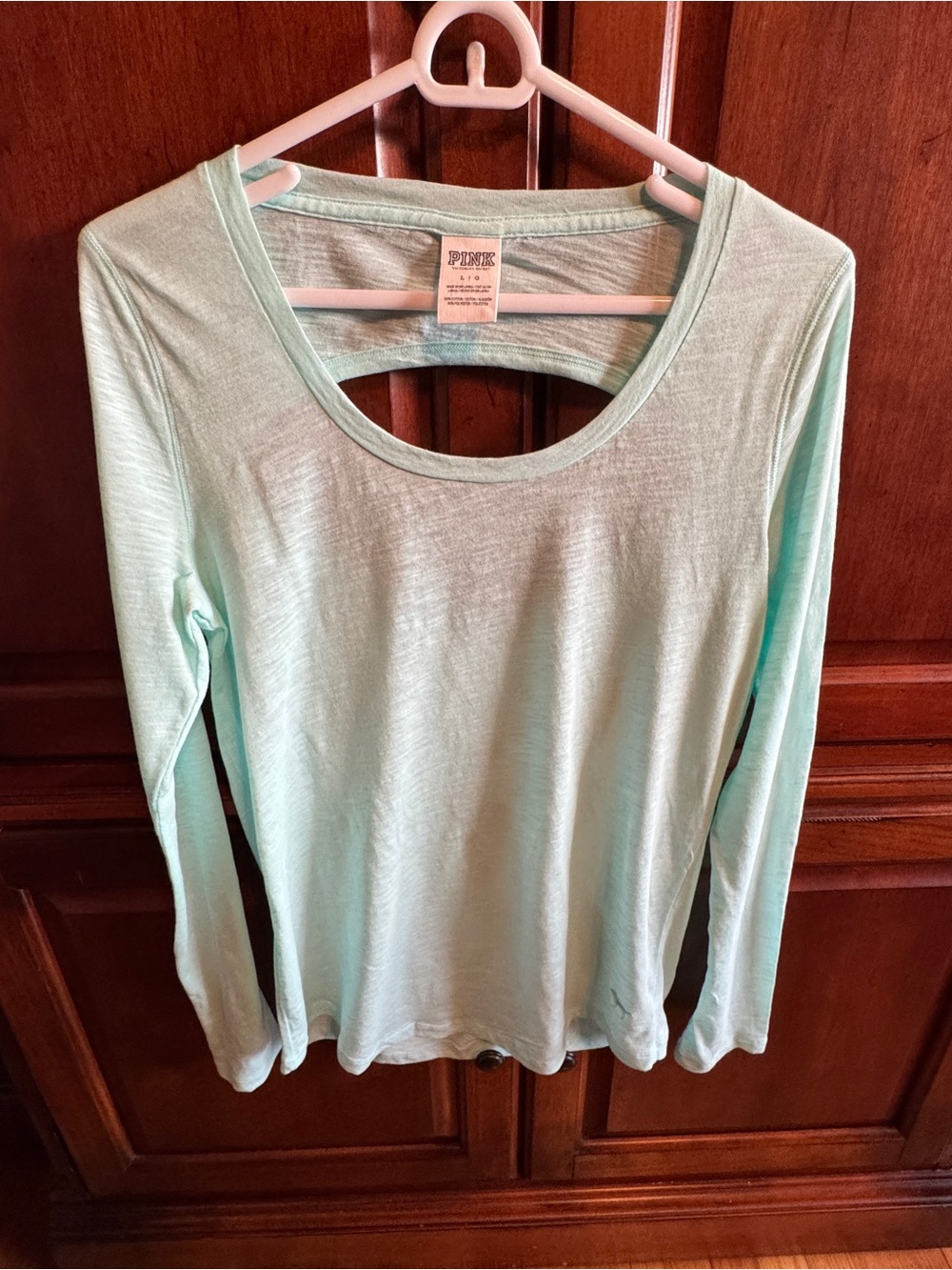PINK Victoria's Secret Seafoam Long-Sleeve Scoop Neck Top